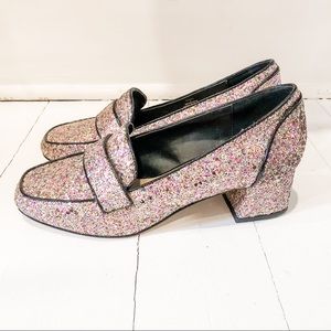 Glitter loafers with heel. Size UK 7 (US 9)